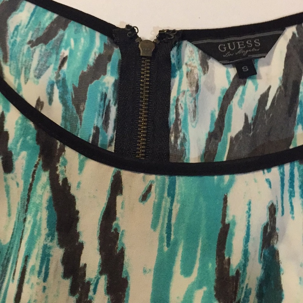 Guess silk tank shirt with back zipper